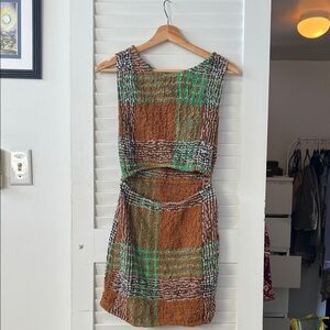 Free People Plaid Dress - Brown and Green